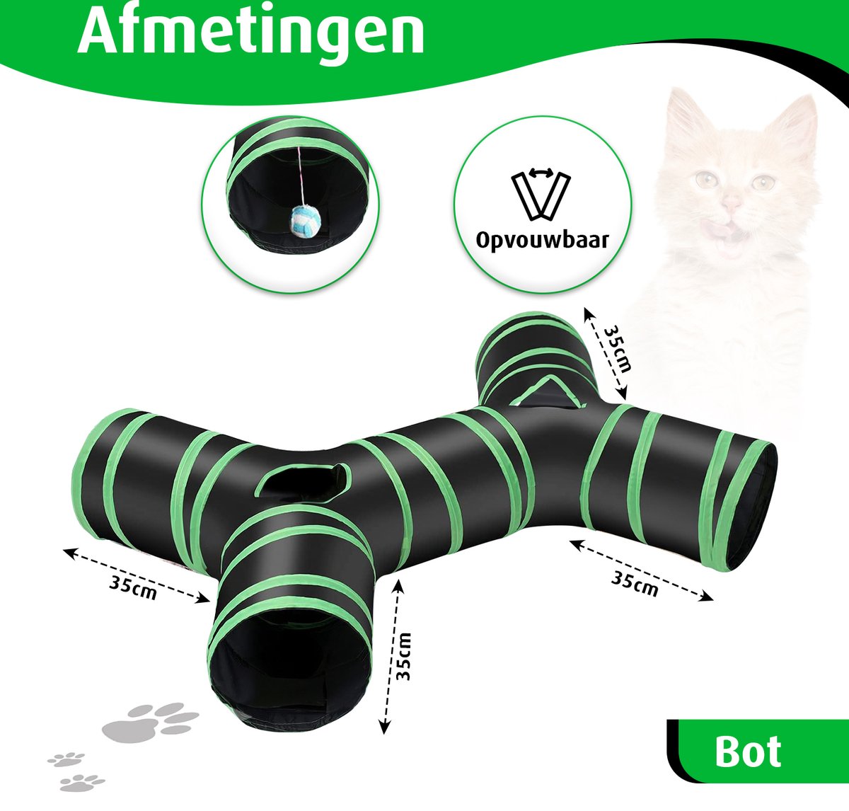 Kattentunnel - Bot - Konijnentunnel - Speeltunnel - Kattenspeelgoed - Kattenspeeltjes - Kruiptunnel — afbeelding 7
