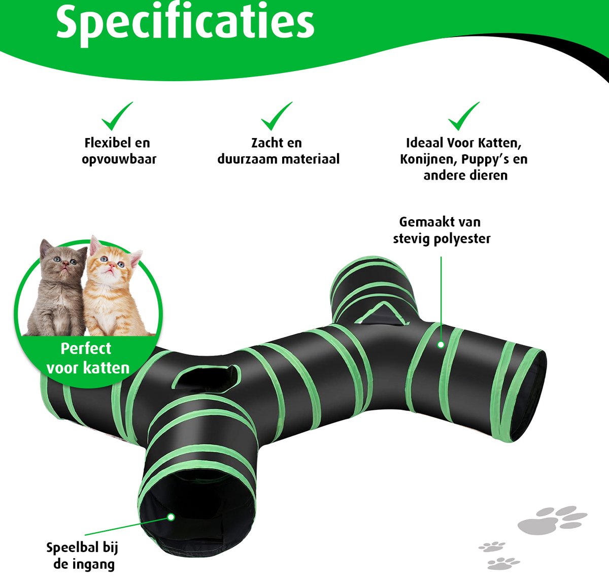 Kattentunnel - Bot - Konijnentunnel - Speeltunnel - Kattenspeelgoed - Kattenspeeltjes - Kruiptunnel — afbeelding 5