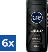 NIVEA Men Douchegel Deep Clean - 250 ml - Voordeelverpakking 6 stuks