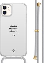 Casimoda® hoesje met grijs koord - Geschikt voor iPhone 11 - Collect Moments - Afneembaar koord - TPU/acryl - Grijs