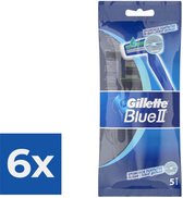 Gillette Blue II - 5 stuks - Wegwerpscheermesjes - Voordeelverpakking 6 stuks