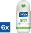 Sanex Deo Roll-on - Zero% Respect & Control 50 ml - Voordeelverpakking 6 stuks