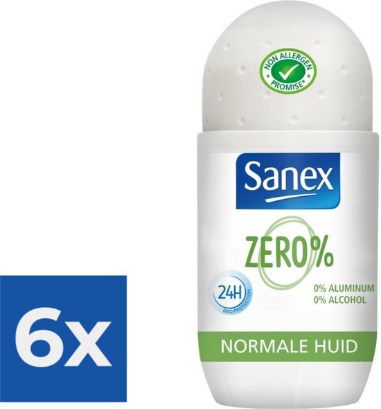 Sanex Deo Roll-on - Zero% Respect & Control 50 ml - Voordeelverpakking 6 stuks