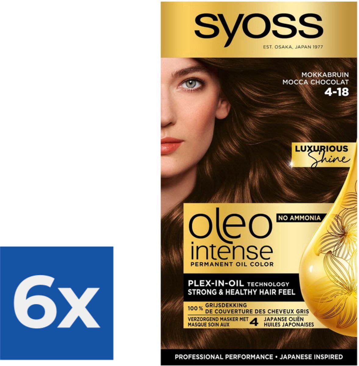 SYOSS Oleo Intense 4-18 Mokkabruin Haarverf - 1 stuk - Voordeelverpakking 6 stuks