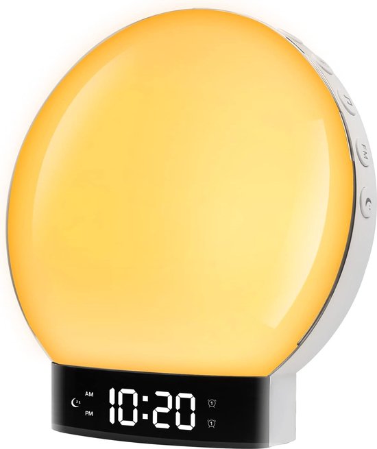 Sunrise Alarm Clock, Smart Wake Up Light Sleep Aid Digitale wekker met Sunset Simulation en FM-radio