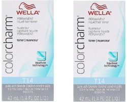 DUOPACK - Wella Color Charm Toner - T14 Pale Ash Blonde - Wella toner - 2 stuks - Haartoner - Asblond - Wella Toner - Anti Orange - Anti Geel - Anti Yellow