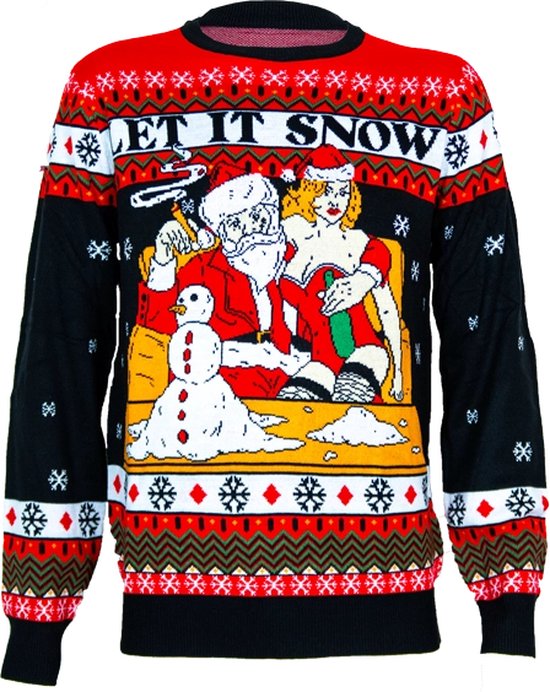 Gangster kerstman met sneeuwpop - Maat L - Foute Kersttrui - DrunkenDinos - Gebreide kersttrui - Foute trui - Kerstkleding - Kleding Fout kerstfeest - Kerst trui - Kersttrui dames - Kersttrui heren - Lelijke Kersttrui - Grappige Kersttrui -