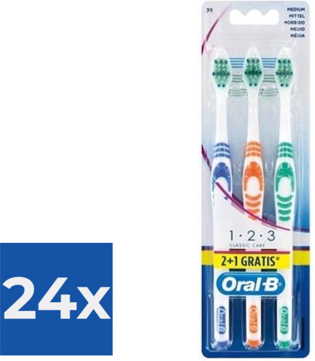 Oral-B Tandenborstel  Classic 123 Medium 3 Stuks - Voordeelverpakking 24 stuks