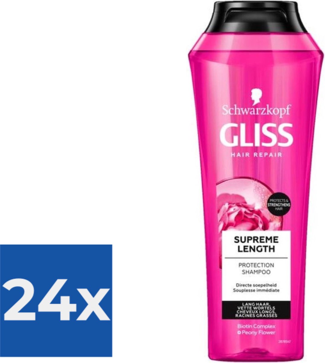 Gliss Kur Supreme Length Shampoo 250 ml - Voordeelverpakking 24 stuks