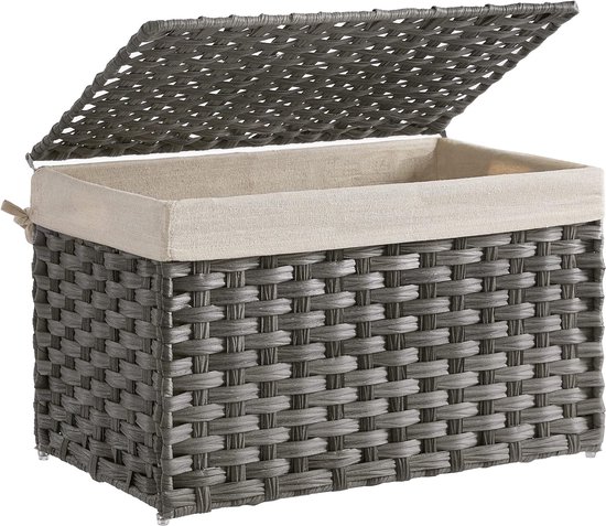 HOMCOM box, storage box, storage box with handle, device box with lid, processed wood, black, 81 x 40 x 46 cm