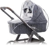 Universele comfort regenhoes voor kinderwagen/babybadjes (bijv. Hauck, Hartan, ABC design, etc.). Goede luchtcirculatie, kijkvenster met kap, vrij van schadelijke stoffen.