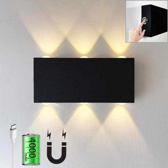 Bamled® Luxe Oplaadbare Led draadloze Wandlamp kubus met sensor