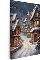 Artaza Canvas Schilderij Winter Kerst Stad - 40x60 - Foto Op Canvas - Canvas Print