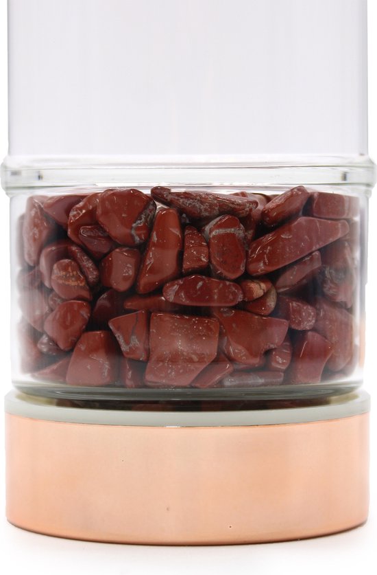 Kristallen Glazen Theefles met Rode Jaspis - Roségoud