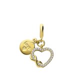 Lucardi Dames zilveren goldplated bedel hart, infinity en disc - Hanger - 925 Zilver - Goudkleurig