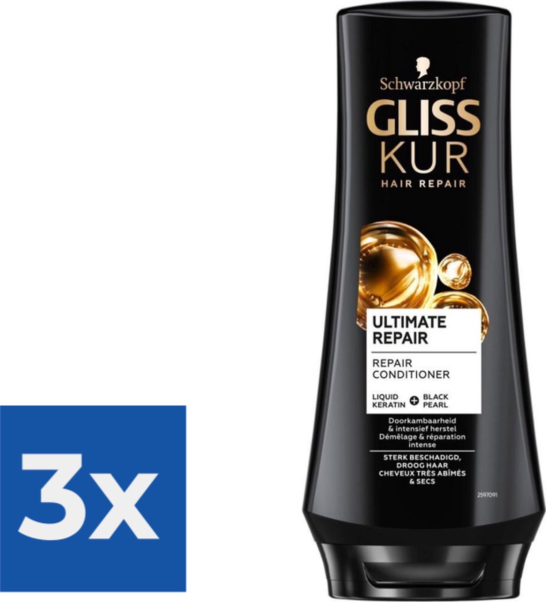 Gliss Kur Conditioner Ultimate Repair 200 ml - Voordeelverpakking 3 stuks