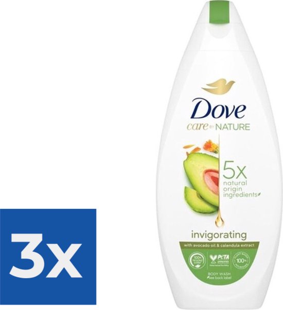 Dove Douchegel - Care By Nature - Invigorating Avocado 225 ml - Voordeelverpakking 3 stuks