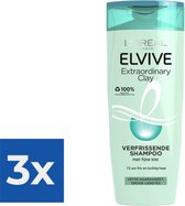 L'Oréal Paris Elvive Extraordinary Clay Shampoo - 250ml - Voordeelverpakking 3 stuks