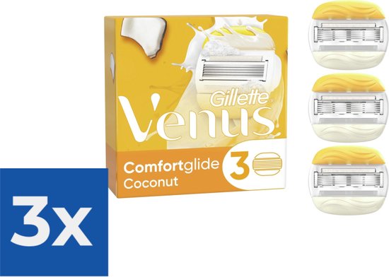 Gillette Venus Comfortglide Coconut Scheermesjes Voor Vrouwen - 3 Navulmesjes - Voordeelverpakking 3 stuks