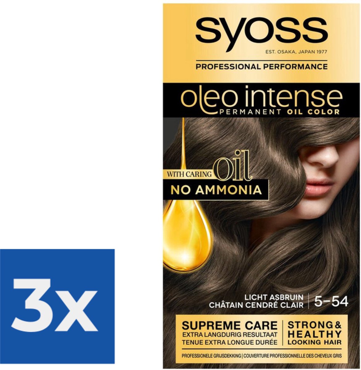 Syoss Oleo Intense - Haarverf - 5-54 - Licht Asbruin - 115ml x 3