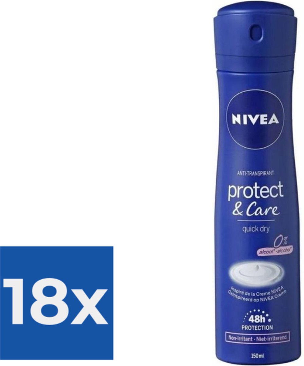Goedkoopste Nivea Deodorant Spray Protect & Care 150 ml - Voordeelverpakking 18 stuks