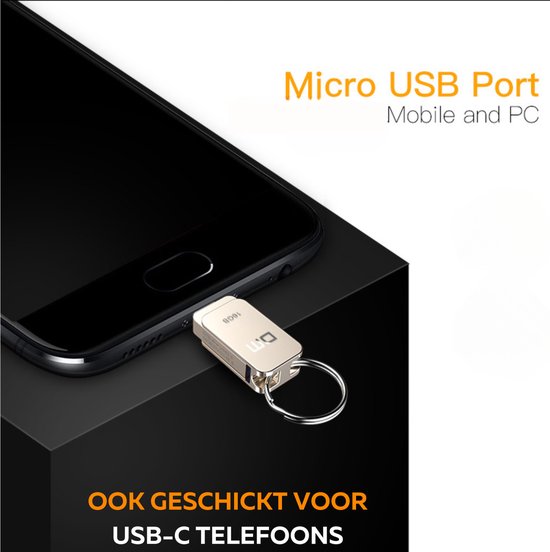 Usb Stick Mini Rope Loop DM Mini USB stick 128GB - USB-A & USB-C - USB 3.0 - Flash Drive | bol