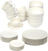 Bol.com Serviesset 40-delig 8 personen porselein met borden dessertborden kommen schotels en kopjes wit aanbieding