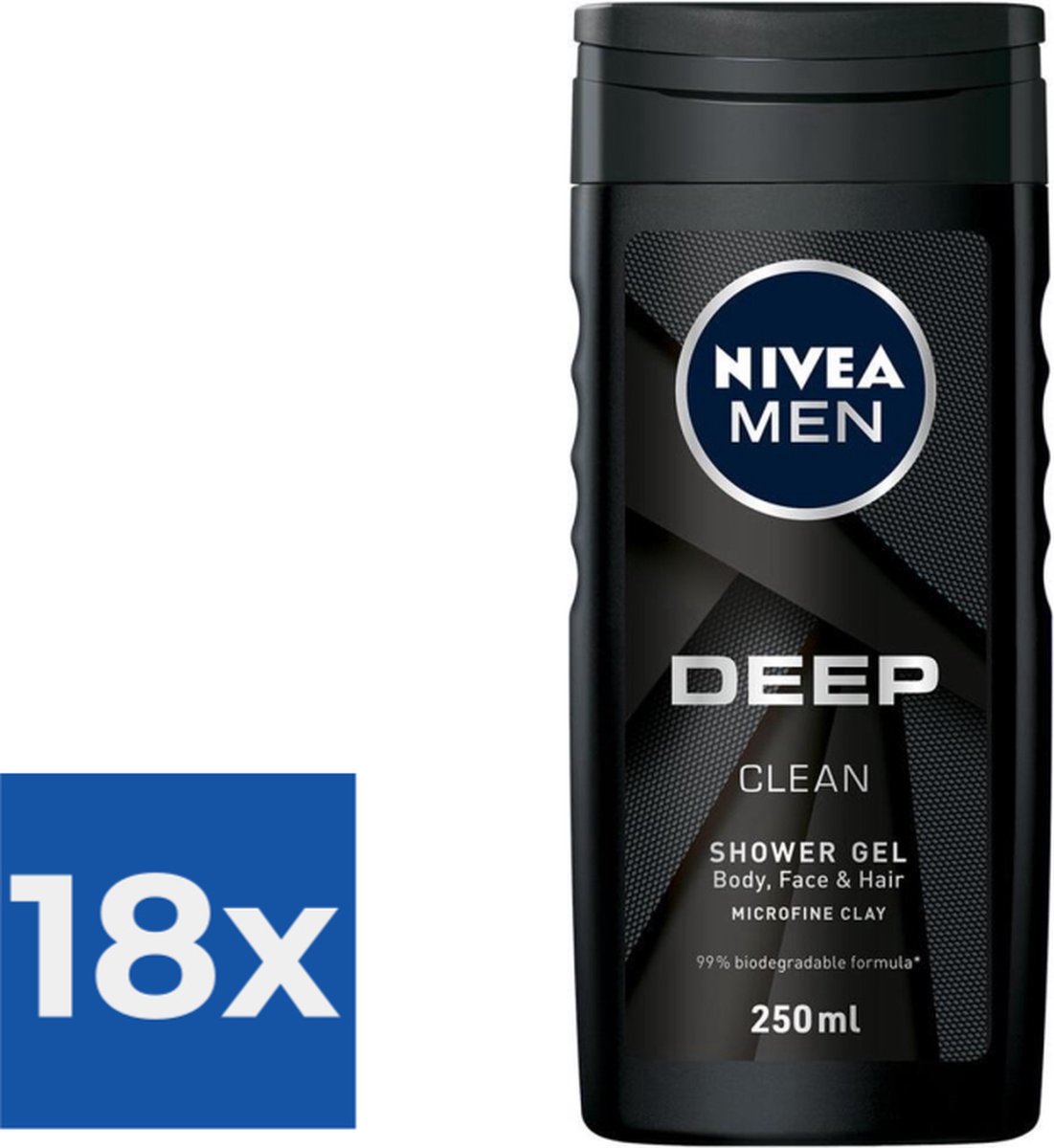 Goedkoopste NIVEA Men Douchegel Deep Clean - 250 ml - Voordeelverpakking 18 stuks