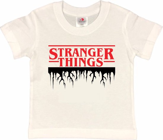 STRANGER THINGS T-shirt blanc avec imprimé rouge/noir (taille 146/152)