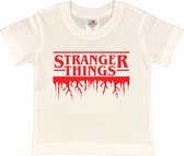 STRANGER THINGS T-shirt wit met rode Opdruk (maat 98/104)