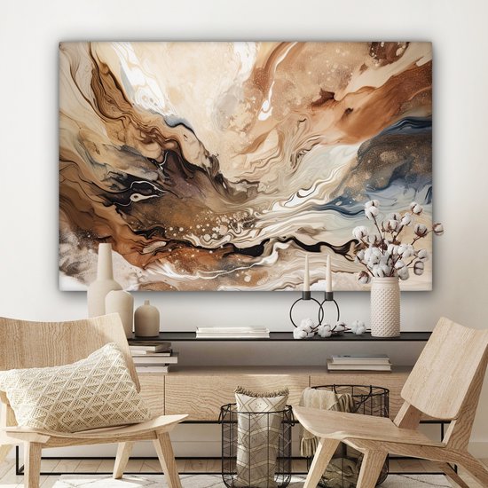Peinture sur toile 140x90 cm - Peinture beige abstraite - Accessoires de décoration de chambre - Peintures de salon - Décoration murale de chambre - Décoration murale murale de cuisine - Tissu mural d'intérieur - Décoration de maison - Peinture art