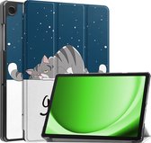 Hoesje Geschikt voor Samsung Galaxy Tab A9 Hoes Case Tablet Hoesje Tri-fold - Hoes Geschikt voor Samsung Tab A9 Hoesje Hard Cover Bookcase Hoes - Kat