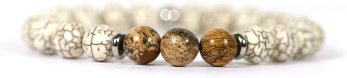 IbizaMen - Howliet - 8mm - Jaspis kralen - 21cm