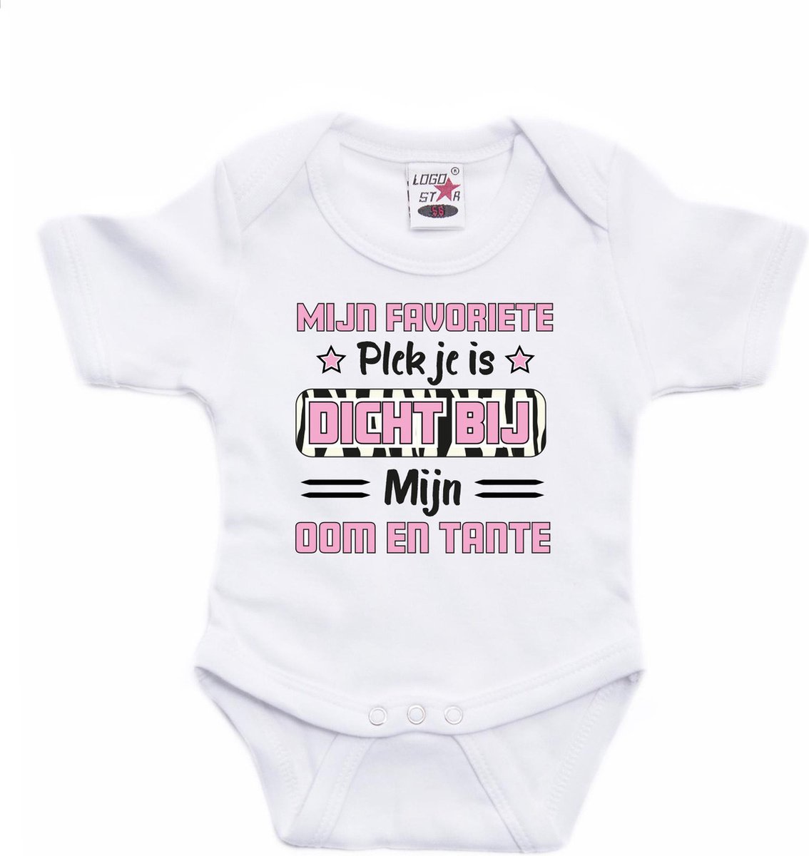 Bellatio Decorations baby rompertje - roze - favoriete plekje - oom en tante - cadeau romper 68