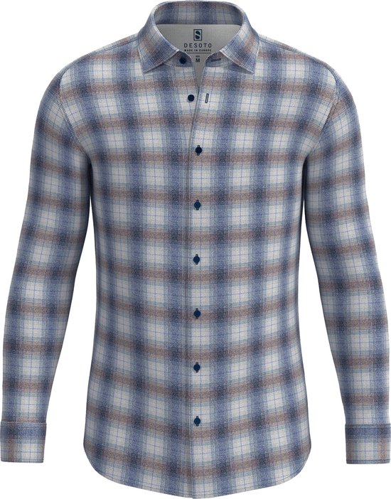 Desoto - Overhemd Kent Ruiten Blauw - Heren - Slim-fit
