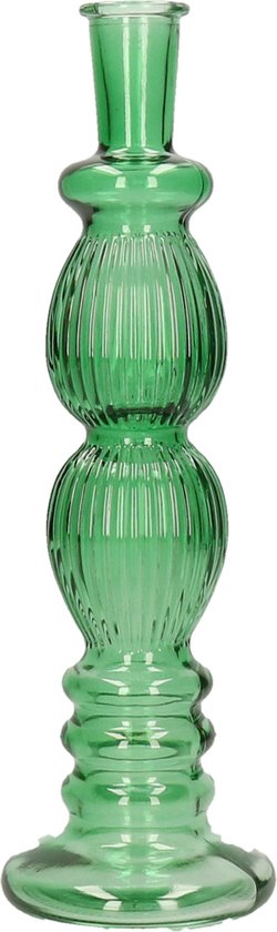 Ideas 4 Seasons Bloemenvaas Florence - groen glas - ribbel - D9 x H28 cm