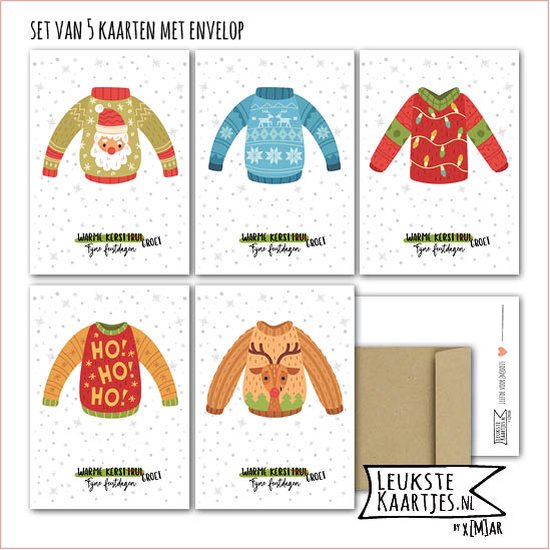 KaartenSet met Envelop > Kerst No 07 (KerstTruien Warme