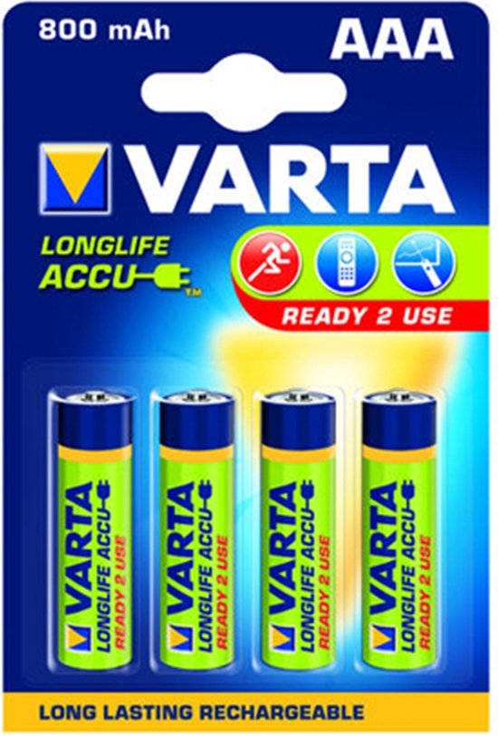 Varta AAA Oplaadbare Batterijen - 800mAh - 4 stuks | bol
