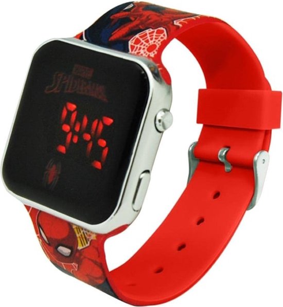 Accutime - LED Watch Spider-Man - Kinderhorloge Met LED Display Voor Datum en Tijd - Rood