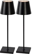 2 Stuks - Oplaadbare Tafellamp - Dimbaar - Aluminium - Bureaulamp - Waterdicht - 38CM - Zwart
