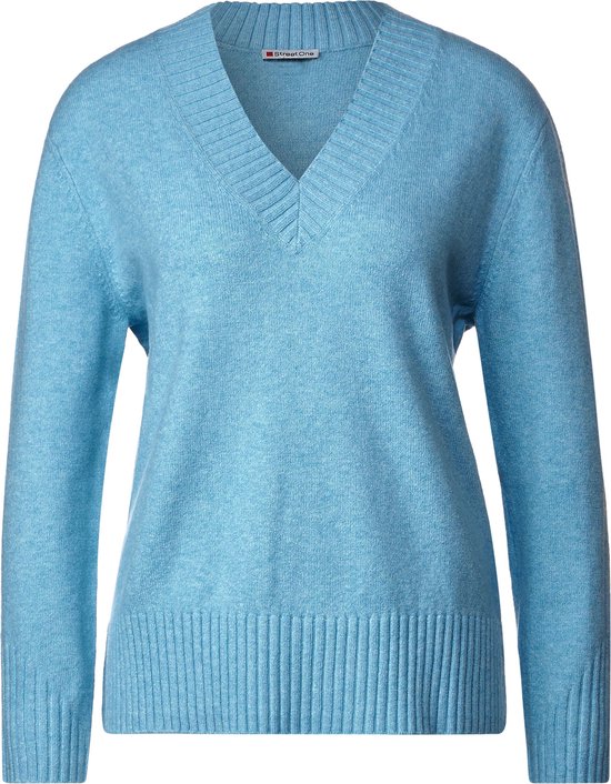 Street One v-neck sweater Dames Trui - Light Aquamarine Blue Melange