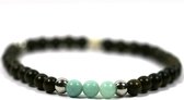 IbizaMen - bracelet pour homme - perles en bois finlandais 6 mm - pierres amazonite - 21 cm