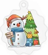 Kerst kadokaartjes "MULTIPLAZA" labels met touw 10 stuks sneeuwpop - kerstboom - bedrijf - groet - feest - verzenden - cadeau