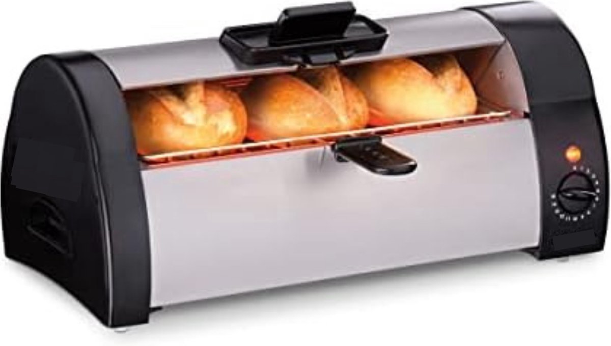 Broodbakmachine - 570W - Brood Opwarmmachine - Broodjesbakker - Kast van mat roestvrij staal
