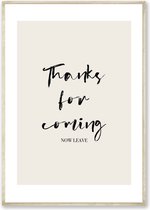 Ninety4 studio - Thanks for coming, now leave poster - 30x40cm - Grappige Poster - Poster voor woonkamer