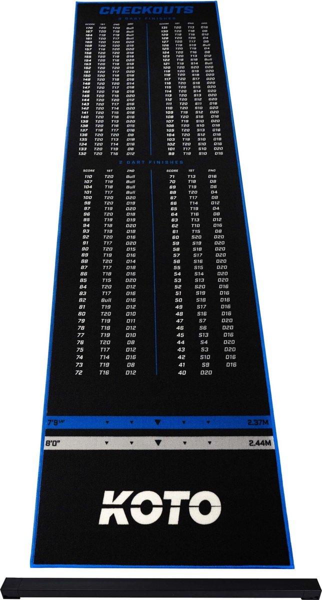 KOTO Carpet Checkout Dartmat Blue + Oche 285 x 80cm