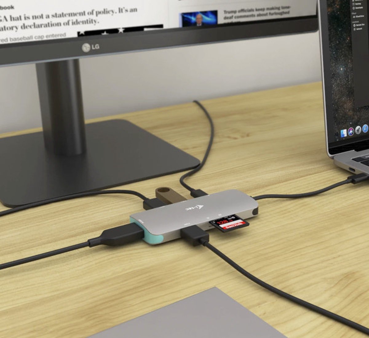 i-Tec - USB-C Metal Nano Dock met HDMI - USB-A + Audio/Mic - Kaartlezer - USB-C Oplaadpoort thumbnail 6