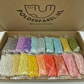 Rocailles assortiment set 3mm in 20 verschillende pastel kleuren 10.500 kralen