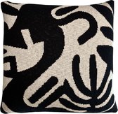 Floral victory knitted cushion black