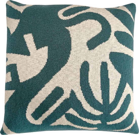 Floral victory knitted cushion green